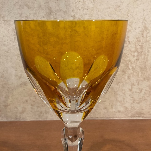 Bohemian Amber Cut to Clear Wine - Picture 7 of 8